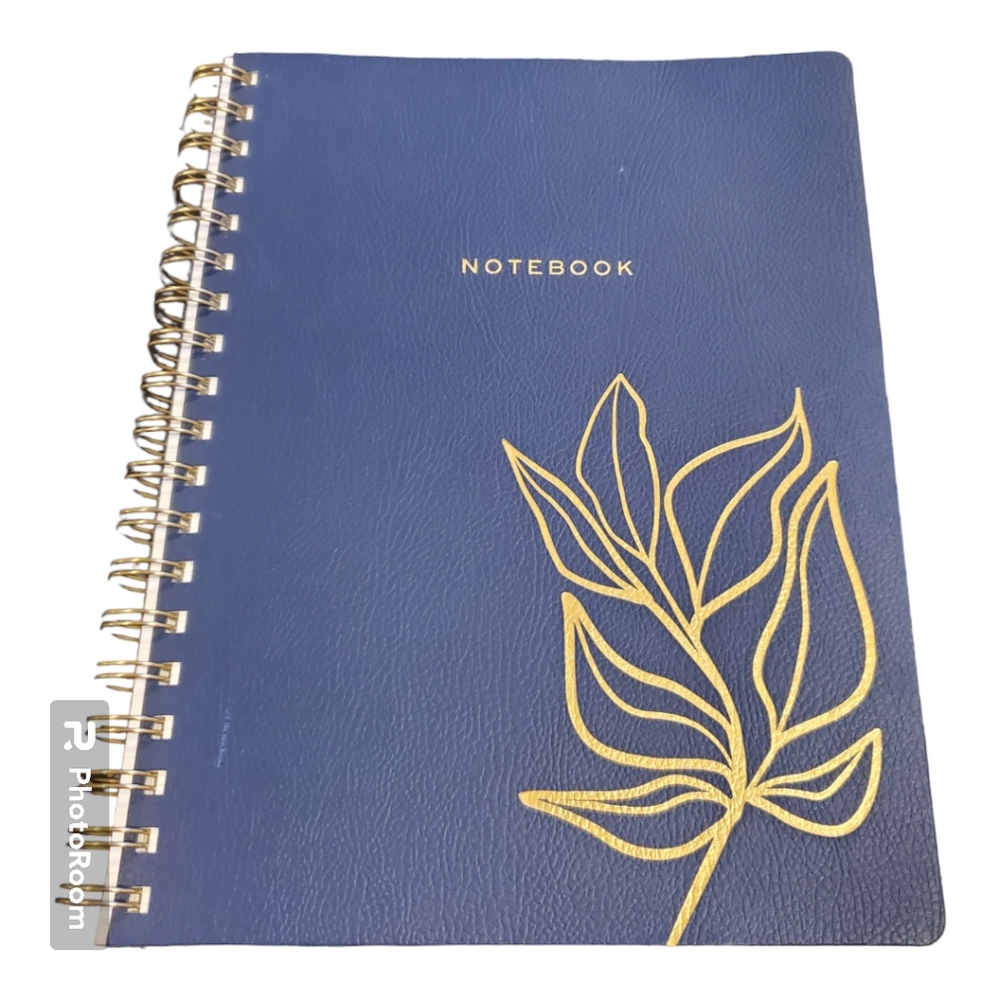 Fringe Studio Faux Leather Vegan Medallion Brentwood Navy Gold Stamp Notebook